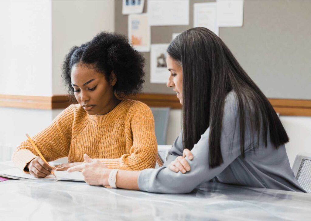 Two students studying together.